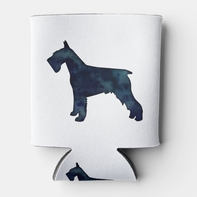 Rafraîchisseur Pour Canette Schnauzer Chien race Noir Aquarelle Silhouette (Devant)