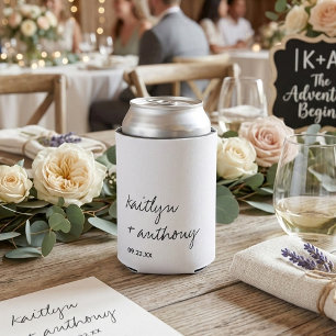 Rafraîchisseur Pour Canette Script noir et blanc moderne Mariage minimaliste