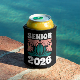 Rafraîchisseur Pour Canette Senior 2026 Personnalisé Retro Flowers Super Gradu