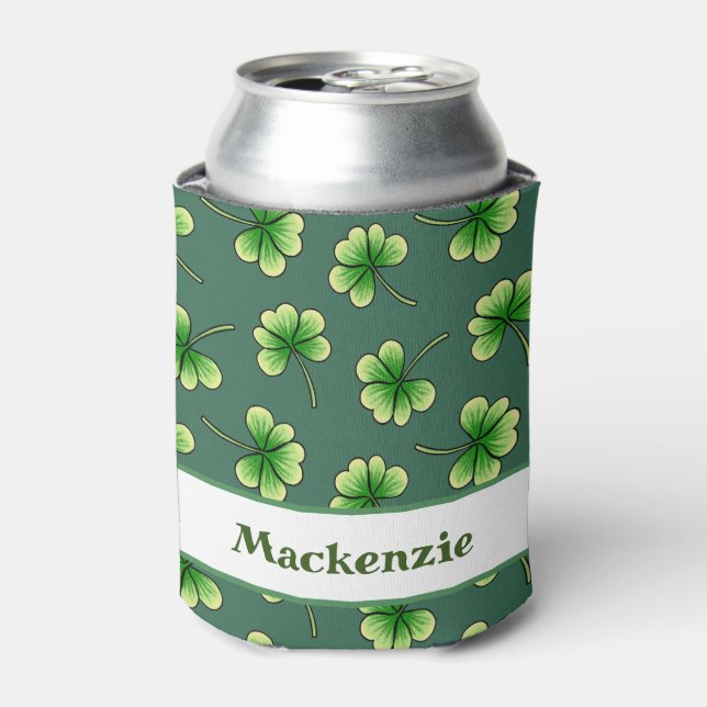 Rafraîchisseur Pour Canette Shamrock personnalisé Dark Green St Patrick's Day (Can devant)