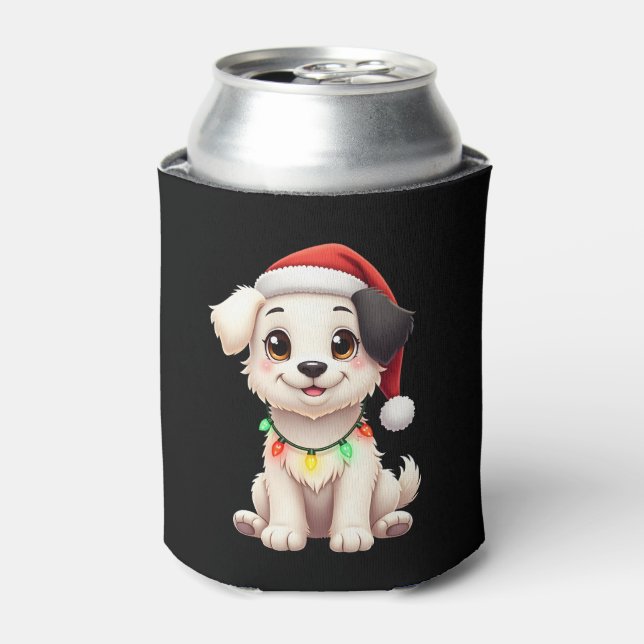 Rafraîchisseur Pour Canette Shih Tzu Santa Christmas Tree Lights Xmas Dog Love (Can devant)