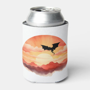Rafraîchisseur Pour Canette Silhouette de dragon contre un coucher de soleil