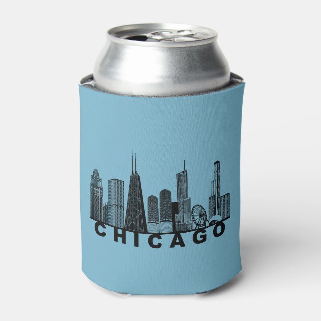 Rafraîchisseur Pour Canette Silhouette de l'horizon de Chicago  (Can devant)