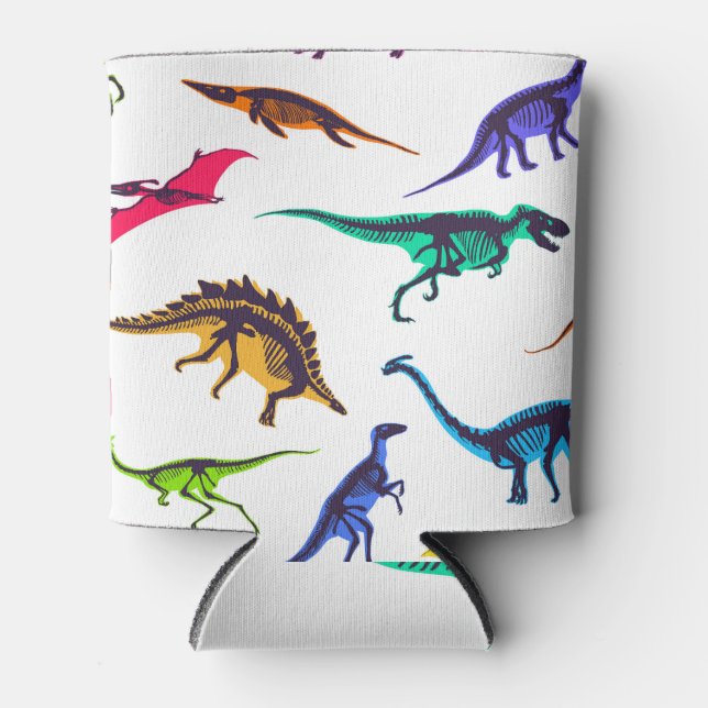 Rafraîchisseur Pour Canette Silhouettes de dinosaures : motif de croquis vinta (Devant)