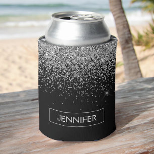 Rafraîchisseur Pour Canette Silver Black Parties scintillant Girl Monogramme N