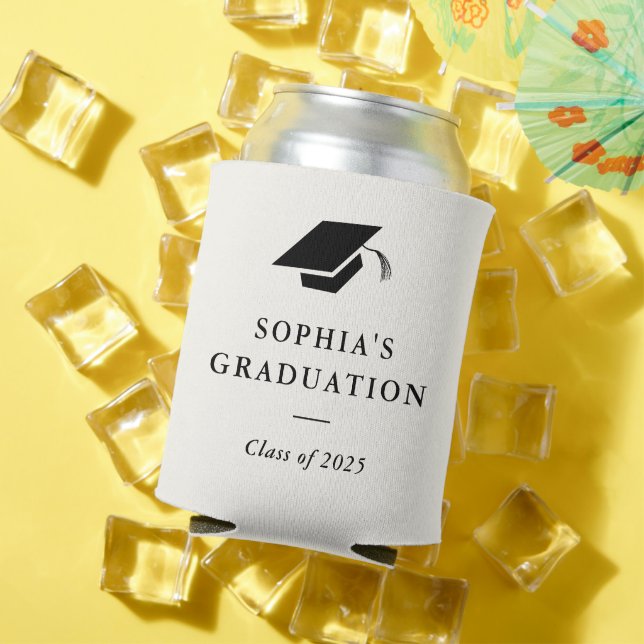 Rafraîchisseur Pour Canette Simple Classique Diplôme Noir et Blanc (Été in situ)
