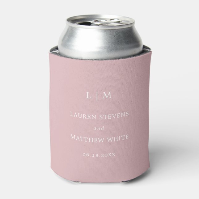 Rafraîchisseur Pour Canette Simple Mariage Élégant Monogramme Rose Clair (Can devant)