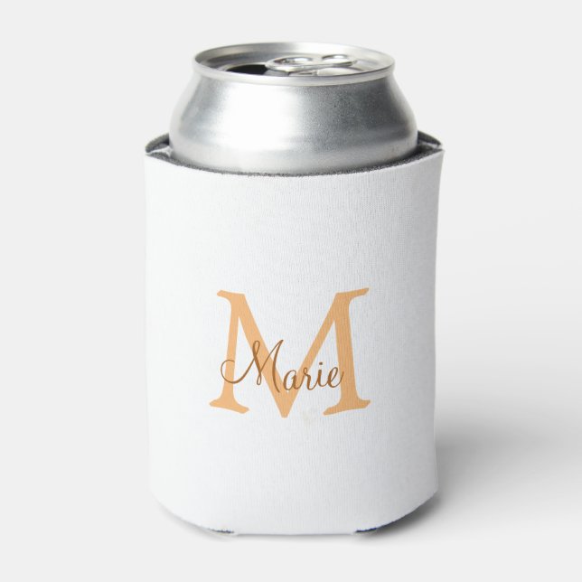 Rafraîchisseur Pour Canette simple minimal ajouter nom monogramme orange marro (Can devant)
