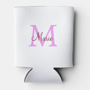 Rafraîchisseur Pour Canette simple minimal ajouter nom monogramme rose rouge