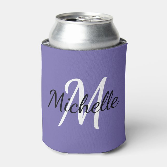 Rafraîchisseur Pour Canette Simple moderne violet nom du monogramme + initial (Can devant)