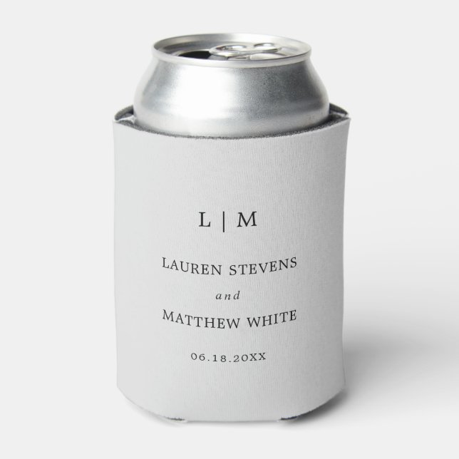 Rafraîchisseur Pour Canette Simple Monogramme Gris Clair Mariage Élégant (Can devant)