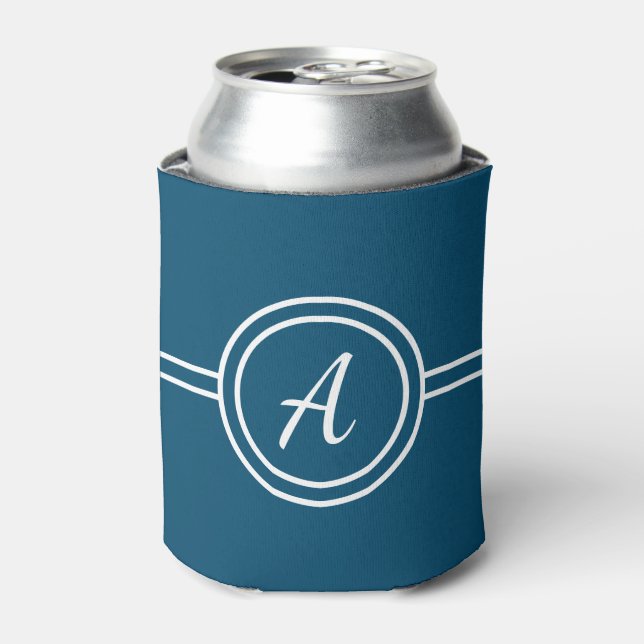 Rafraîchisseur Pour Canette Simple monogramme initiale bleu foncé (Can devant)