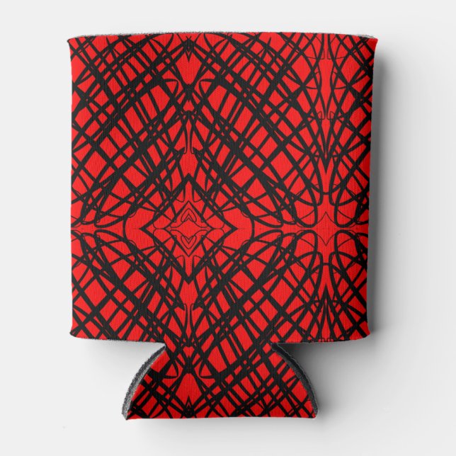 Rafraîchisseur Pour Canette Simple Scribble | Carreaux miroir | Rouge | (Devant)