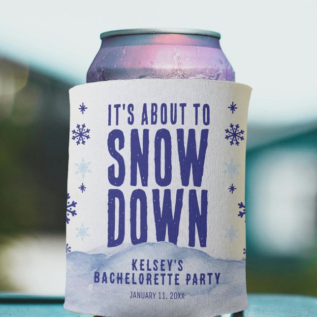 Rafraîchisseur Pour Canette Ski d'hiver Snow Snowflake Bachelorette (Winter Skiing Snow Snowflake Bachelorette Party Can Cooler
)