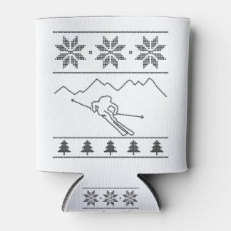 Rafraîchisseur Pour Canette Skier - motif tricot - Noël - montagnes