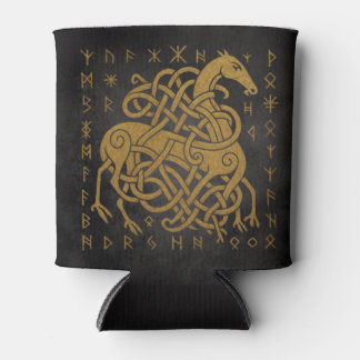 Rafraîchisseur Pour Canette Sleipnir, Cheval doré nordique avec symbole de run
