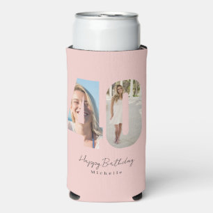 Rafraîchisseur Pour Canette Slim 40e Anniversaire Rose Photo personnalisée