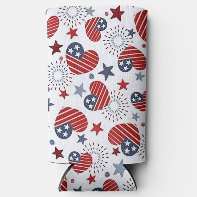Rafraîchisseur Pour Canette Slim 4 juillet Motif (Recto)