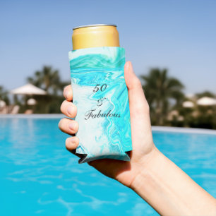 Rafraîchisseur Pour Canette Slim 50 Et Fabuleux Anniversaire Géode D'Âge Turquoise 
