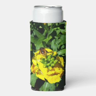 Rafraîchisseur Pour Canette Slim Abeille sur Fleurs Jaunes