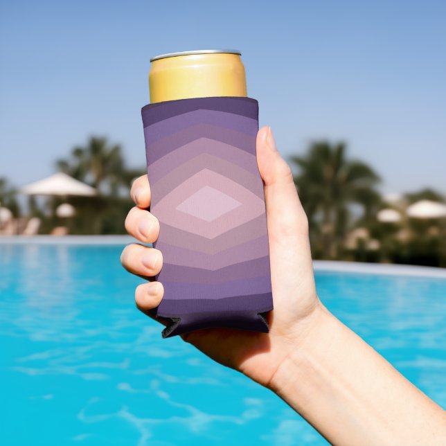 Rafraîchisseur Pour Canette Slim Abstrait Géométrique Nuances De Violet (Piscine in situ)