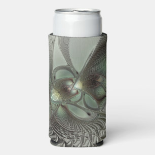 Rafraîchisseur Pour Canette Slim Abstrait Olive Sage Green Grey Fractal Art Imagina