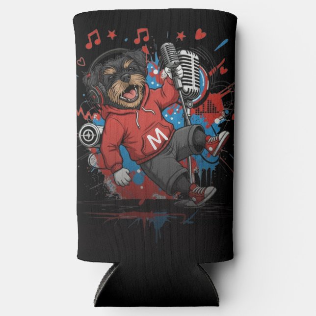 Rafraîchisseur Pour Canette Slim Affenpinscher Rock Star Singer Musical Podcast Art (Recto)