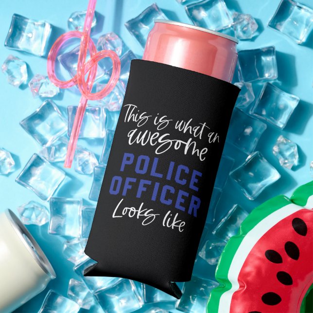 Rafraîchisseur Pour Canette Slim Agent de police amusant Awesome policier Carré (Été in situ)