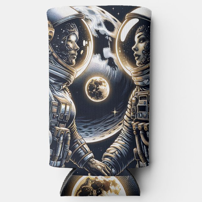 Rafraîchisseur Pour Canette Slim Aimez-vous à la Lune et retour | Astronautes (Recto)