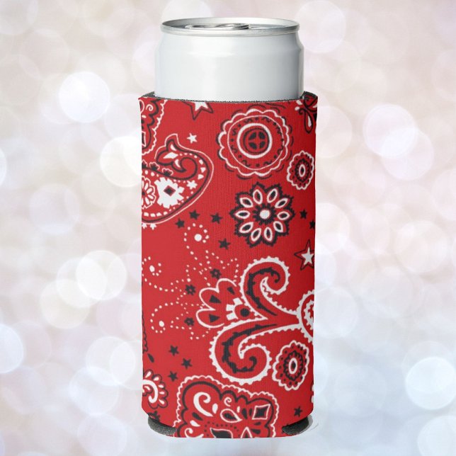 Rafraîchisseur Pour Canette Slim Ajouter votre nom Bandana rouge Imprimer (Créateur téléchargé)
