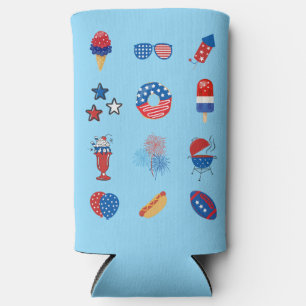 Rafraîchisseur Pour Canette Slim All Things America en Rouge, Blanc & Bleu pour le 