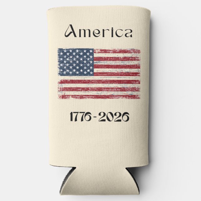 Rafraîchisseur Pour Canette Slim America Flag 1776 to 2026 USA 250th Anniversary  (Recto)