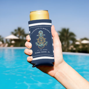 Rafraîchisseur Pour Canette Slim Ancre Nautical Beach Wedding