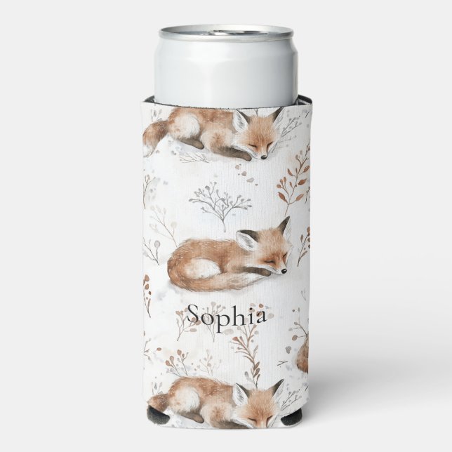 Rafraîchisseur Pour Canette Slim Animaux de la forêt de Foxes (Seltzer Recto)