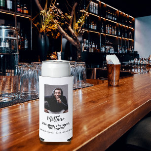 Rafraîchisseur Pour Canette Slim Anniversaire noir blanc photo homme mythe légende