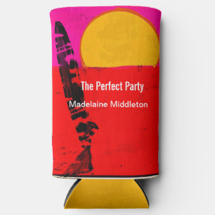 Rafraîchisseur Pour Canette Slim Anniversaire Summer Beach Poster Rétro