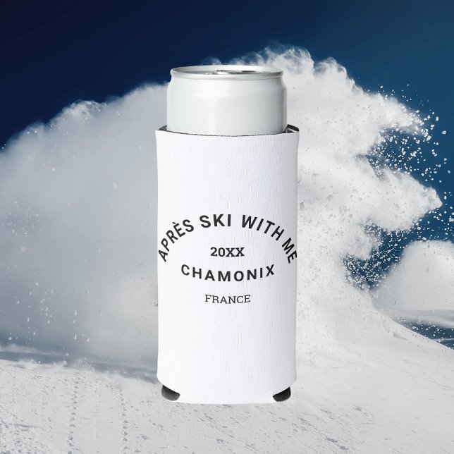 Rafraîchisseur Pour Canette Slim Après Ski Avec Moi Ski hiver Crest Party Favoriser (Créateur téléchargé)