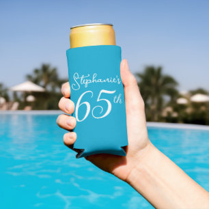 Rafraîchisseur Pour Canette Slim Aqua Blue encourage à 65 ans 65e anniversaire fête