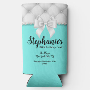 Rafraîchisseur Pour Canette Slim Aqua Blue Perles Tiffany en forme de Poire Cadeau