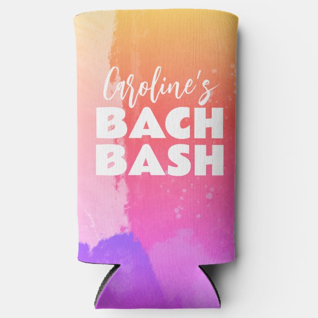 Rafraîchisseur Pour Canette Slim Aquarelle Rainbow Bachelorh Bash (Recto)