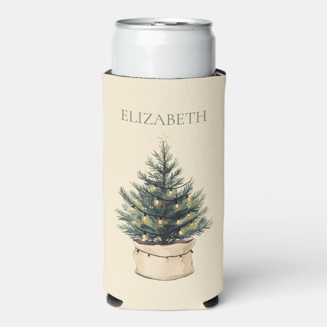 Rafraîchisseur Pour Canette Slim Arbre de Noël rustique minimal (Seltzer Recto)