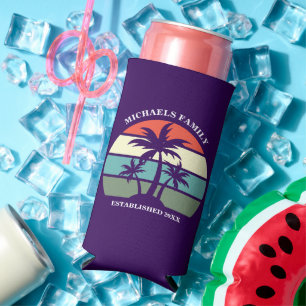 Rafraîchisseur Pour Canette Slim Arbre de palmier violet personnalisé pour une fête