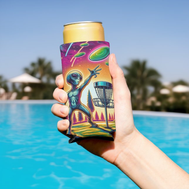 Rafraîchisseur Pour Canette Slim Attrapez la brise | Alien Disk Golf (Piscine in situ)