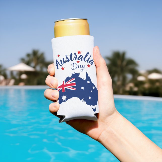 Rafraîchisseur Pour Canette Slim Australie Jour Rouge Bleu et Blanc (Piscine in situ)