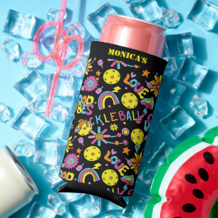 Rafraîchisseur Pour Canette Slim Avec le nom, Super, rétro 90s, noir