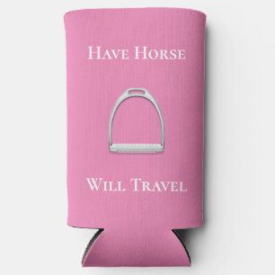 Rafraîchisseur Pour Canette Slim "Avoir le cheval va voyager" Equestre rose