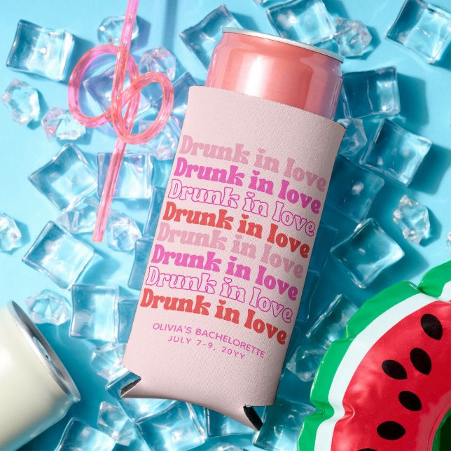 Rafraîchisseur Pour Canette Slim Bachelorette Party Retro Drunin Love Can Cooler (Été in situ)