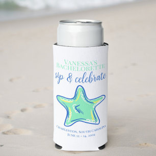 Rafraîchisseur Pour Canette Slim Bachelorette Sip & Célébrez Étoile de Mer Côtière 