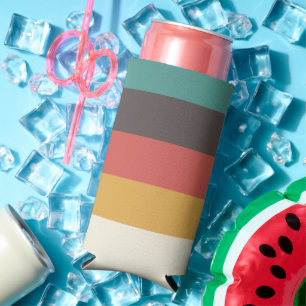 Rafraîchisseur Pour Canette Slim Bandes vintages de couleurs claires