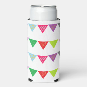 Rafraîchisseur Pour Canette Slim Bannières colorées de fête sur blanc